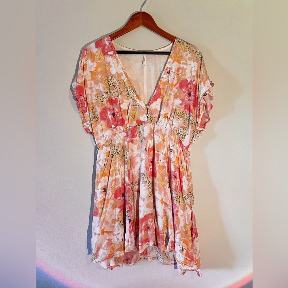 Free People Pink and Orange Wildflower dress Size M